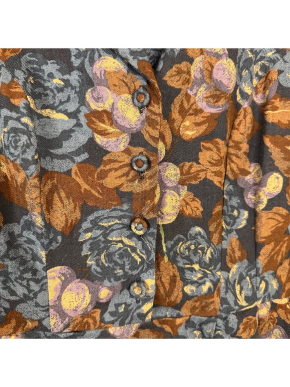 Laura Ashley Vintage Floral Dress Size 8 Corduroy Collar Wool Cotton Blend Modes - Picture 5 of 13